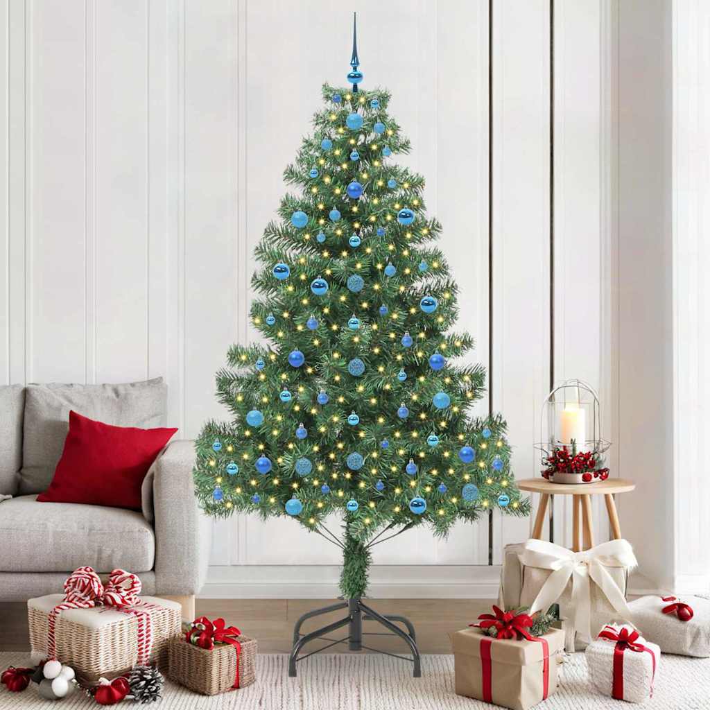 Juletræ med 300 LED'er med stativ Grøn 210 cm PVC