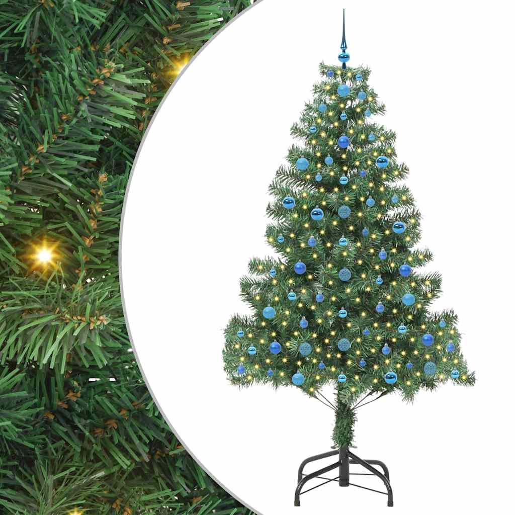 Juletræ med 300 LED'er med stativ Grøn 210 cm PVC