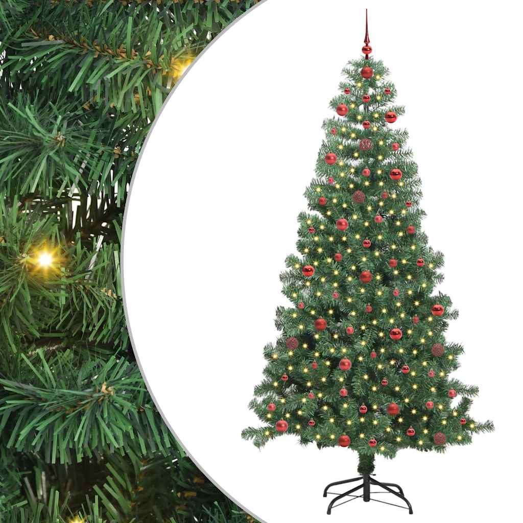 Juletræ med 300 LED'er med stativ Grøn 240 cm PVC