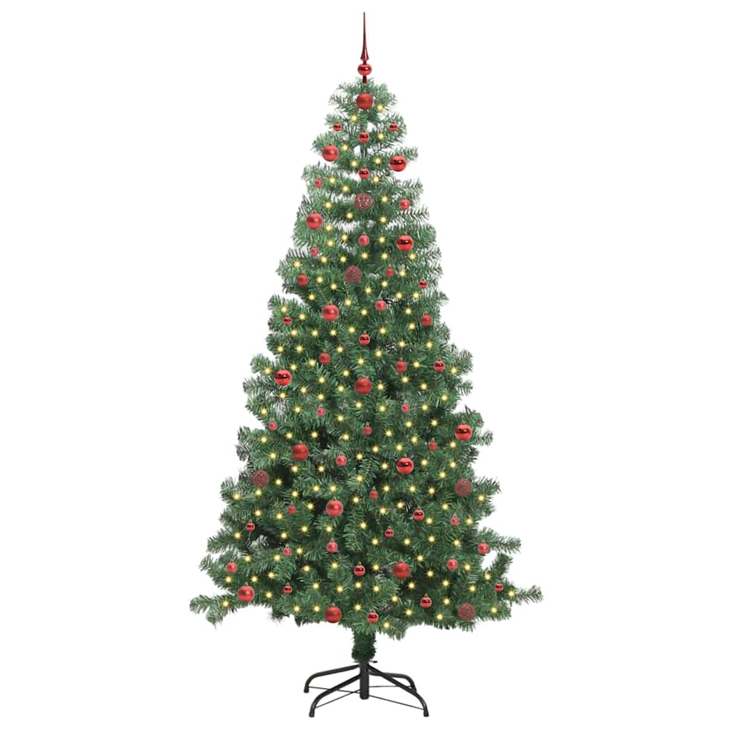 Juletræ med 300 LED'er med stativ Grøn 240 cm PVC