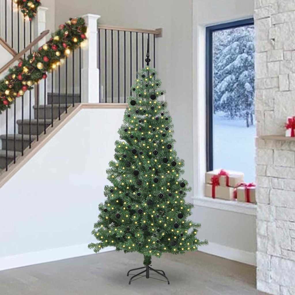 Juletræ med 300 LED'er med stativ Grøn 240 cm PVC