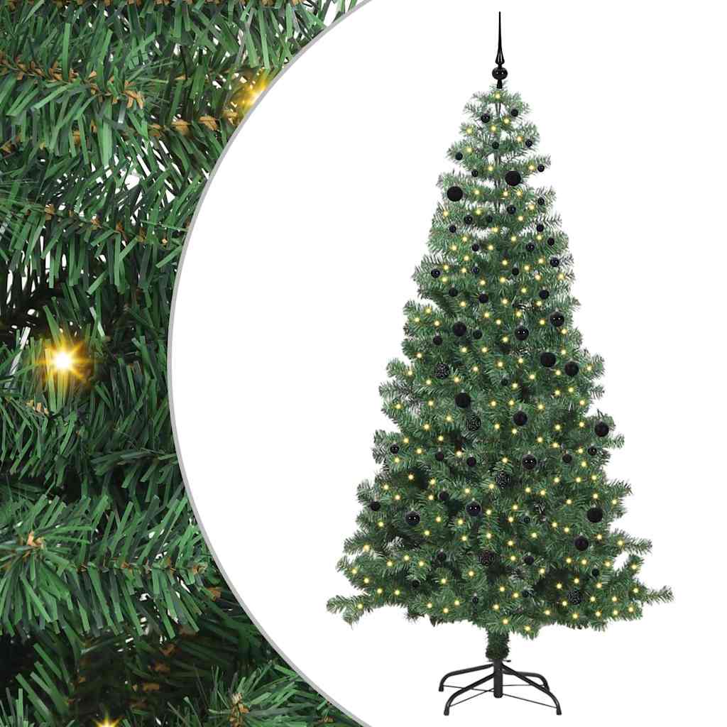 Juletræ med 300 LED'er med stativ Grøn 240 cm PVC