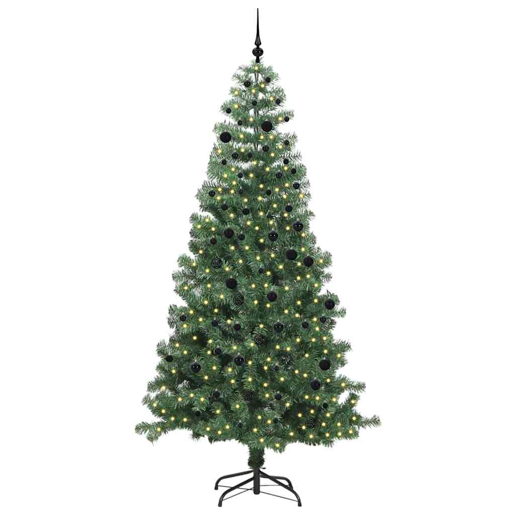 Juletræ med 300 LED'er med stativ Grøn 240 cm PVC