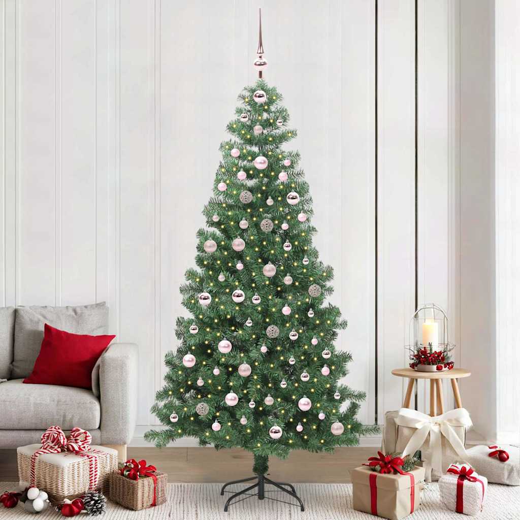 Juletræ med 300 LED'er med stativ Grøn 240 cm PVC