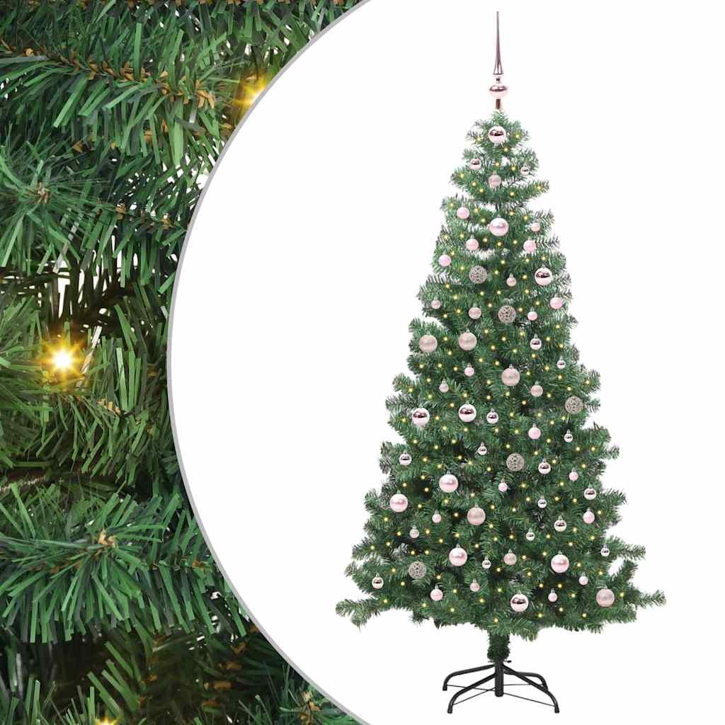 Juletræ med 300 LED'er med stativ Grøn 240 cm PVC