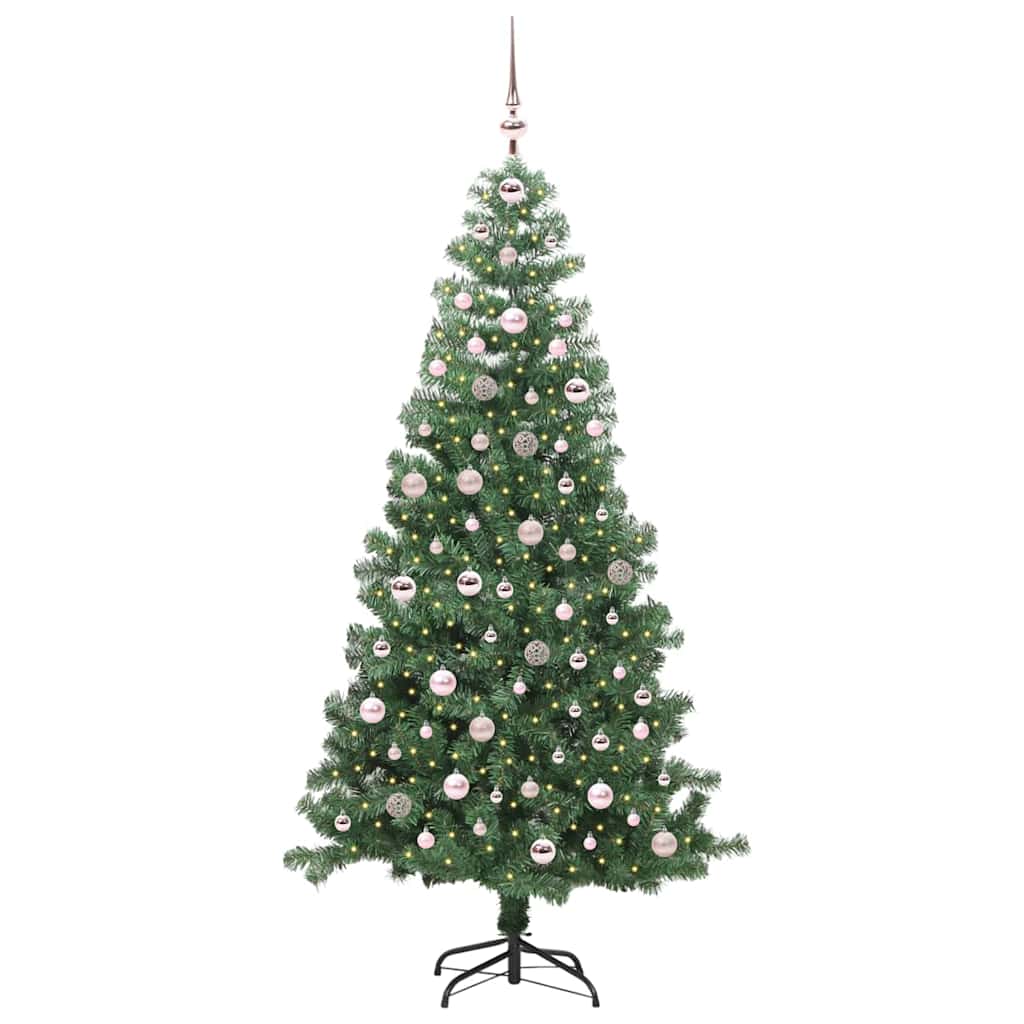 Juletræ med 300 LED'er med stativ Grøn 240 cm PVC