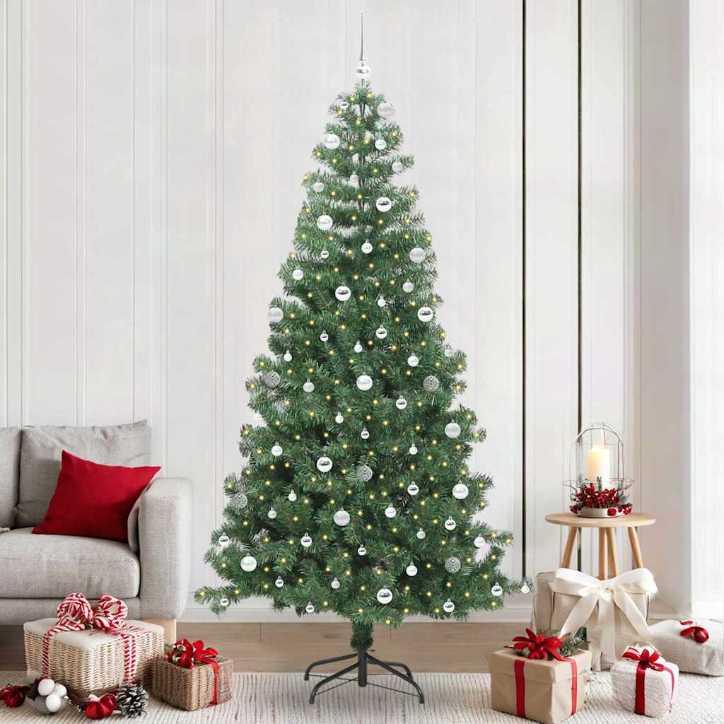 Juletræ med 300 LED'er med stativ Grøn 240 cm PVC