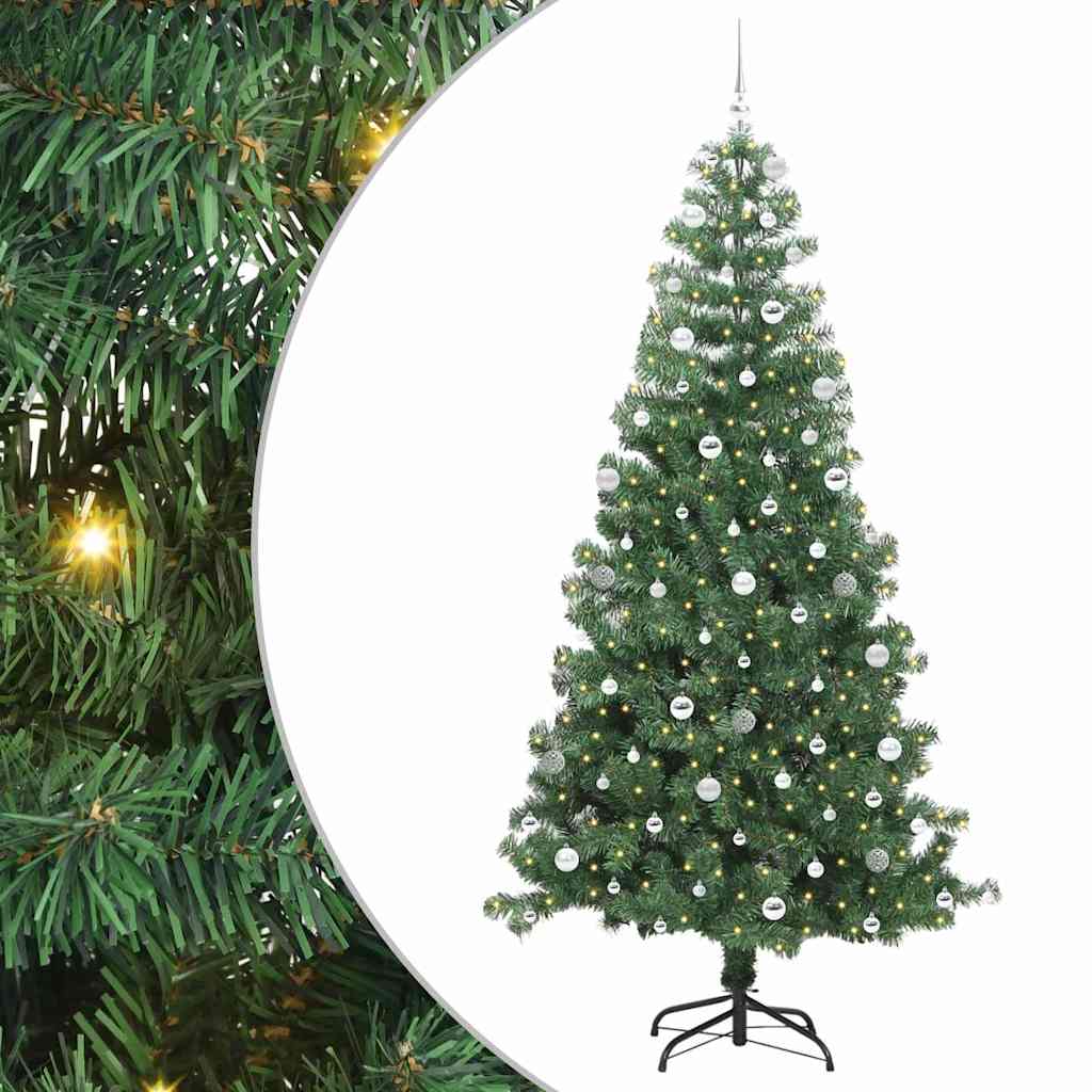 Juletræ med 300 LED'er med stativ Grøn 240 cm PVC
