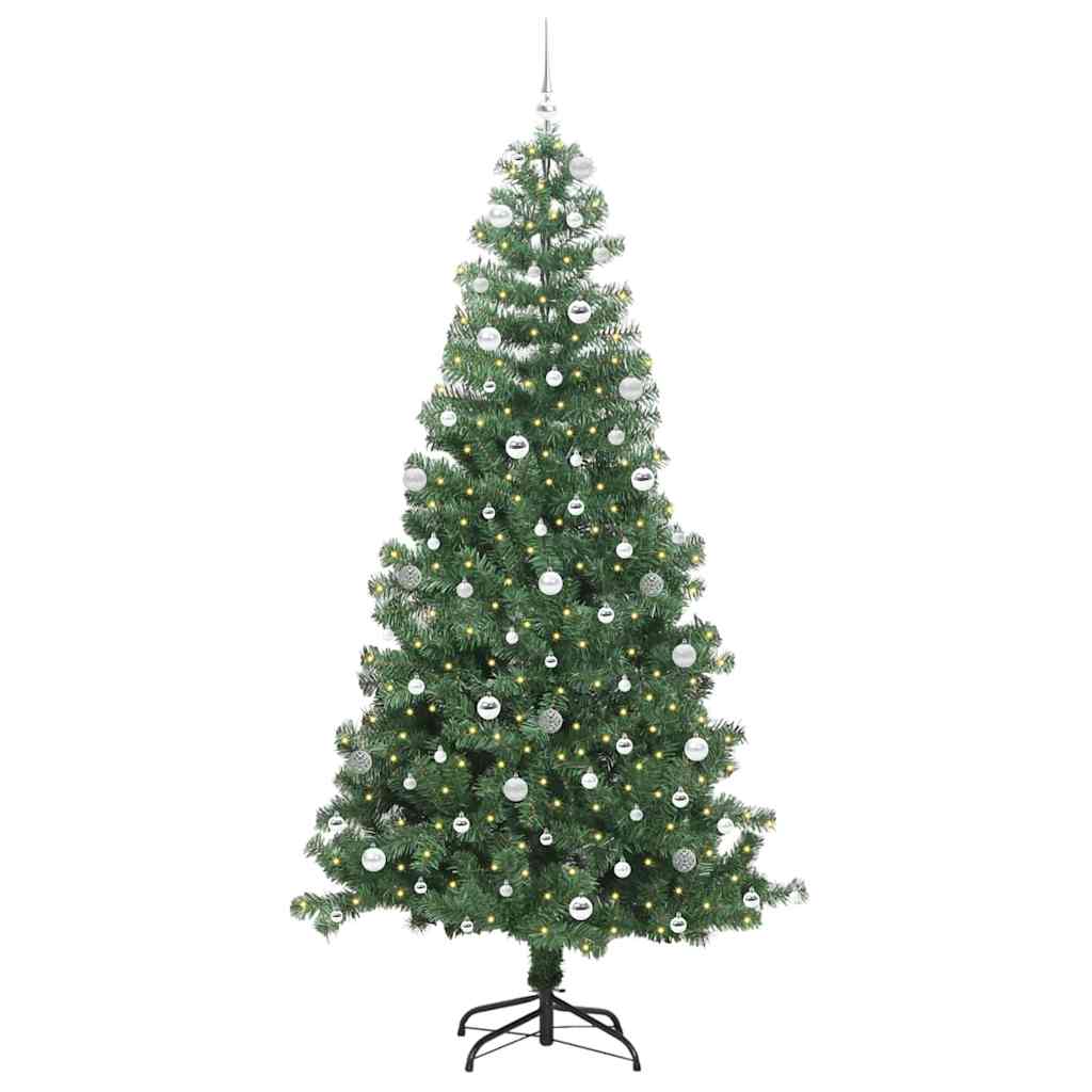 Juletræ med 300 LED'er med stativ Grøn 240 cm PVC