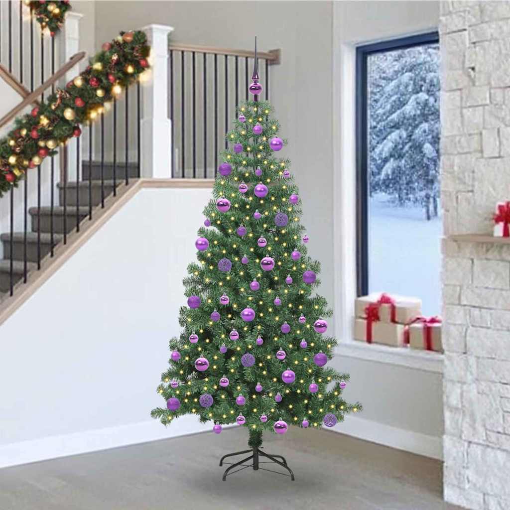 Juletræ med 300 LED'er med stativ Grøn 240 cm PVC