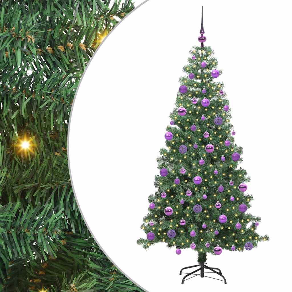 Juletræ med 300 LED'er med stativ Grøn 240 cm PVC