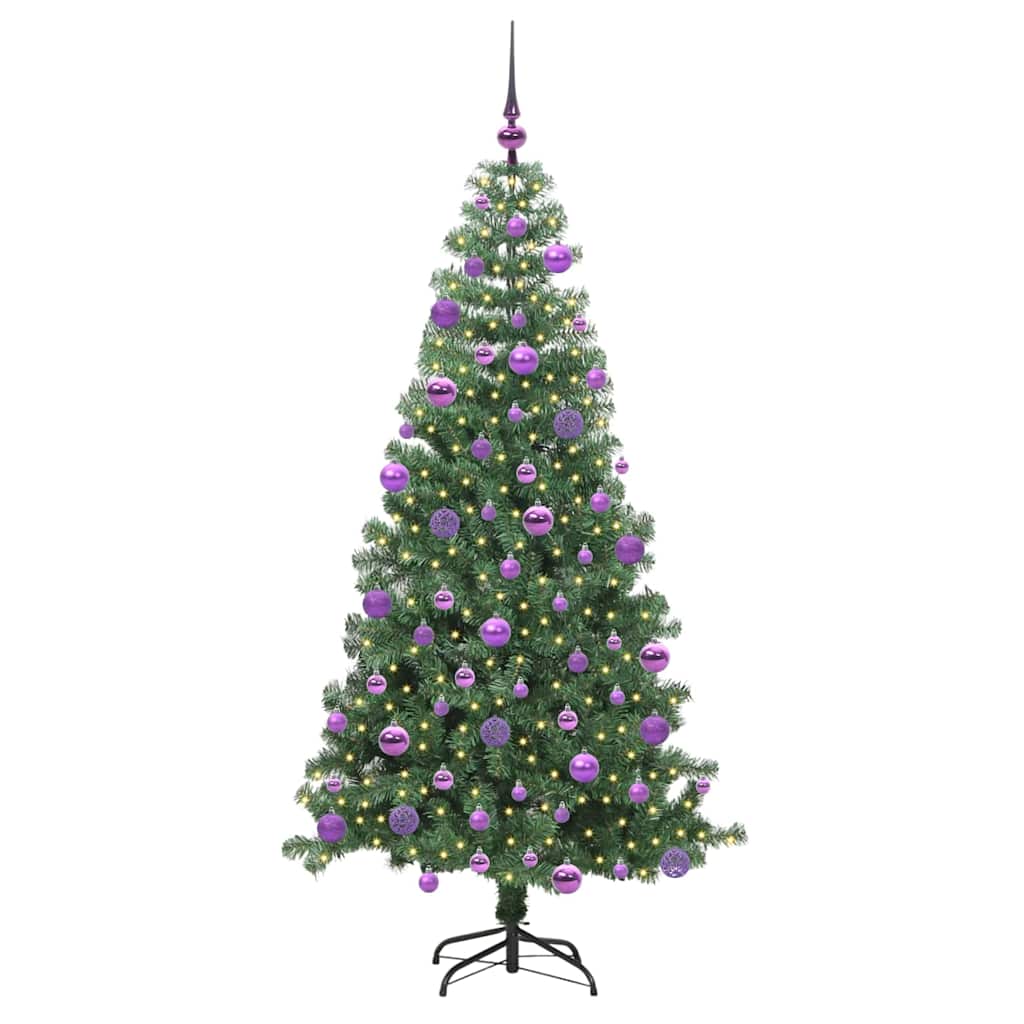 Juletræ med 300 LED'er med stativ Grøn 240 cm PVC