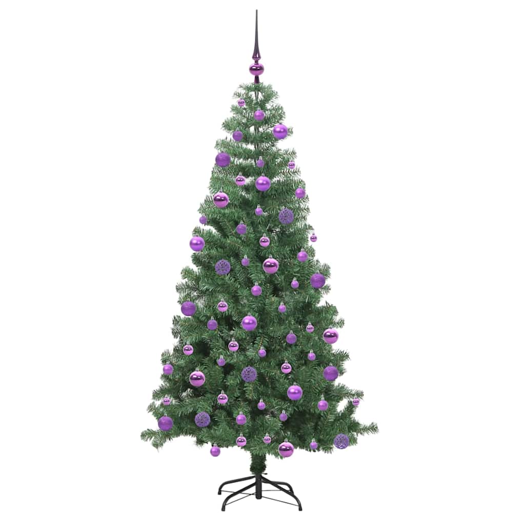 Juletræ med 300 LED'er med stativ Grøn 240 cm PVC