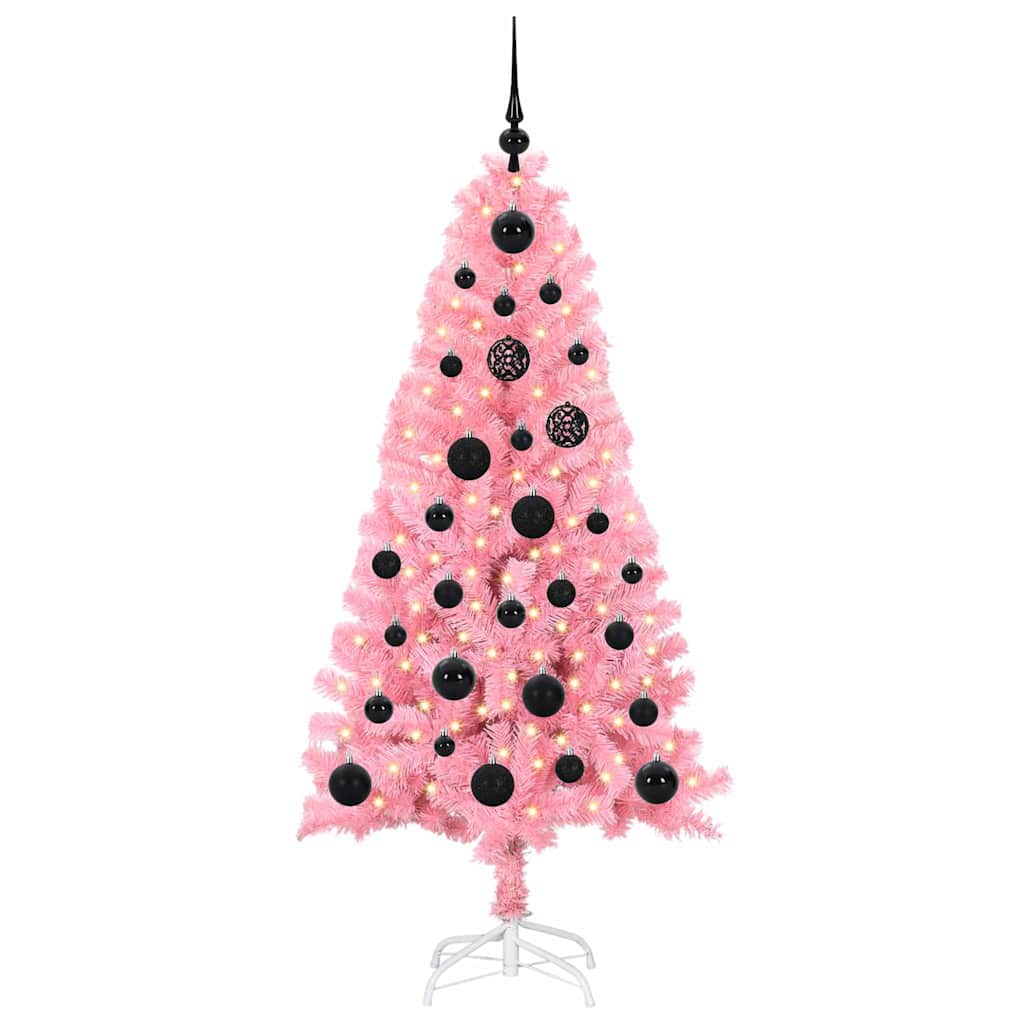 Juletræ med 150 LED'er med stativ Lyserød 150 cm PVC