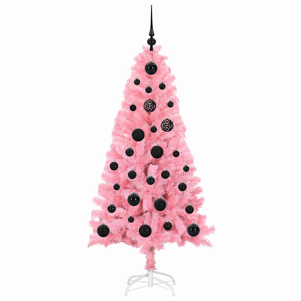 Juletræ med 150 LED'er med stativ Lyserød 150 cm PVC