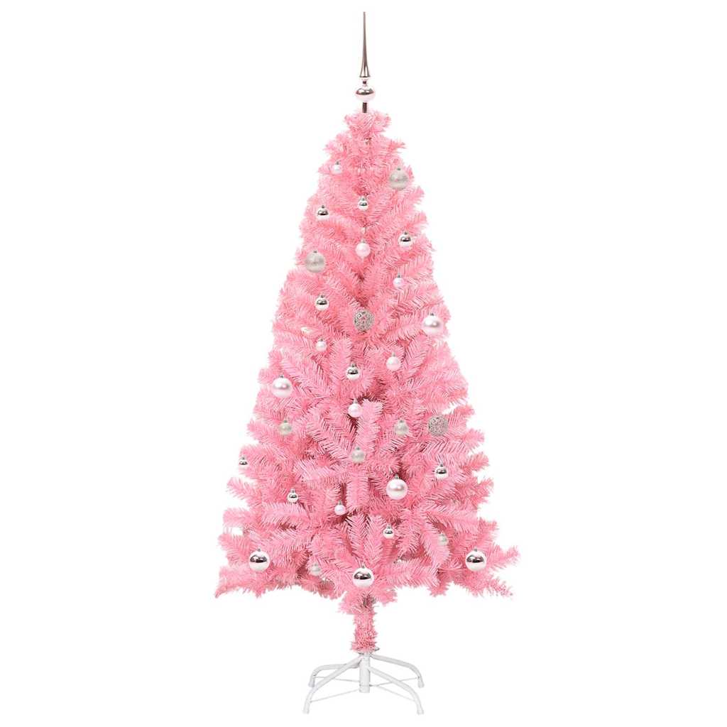 Juletræ med 150 LED'er med stativ Lyserød 150 cm PVC