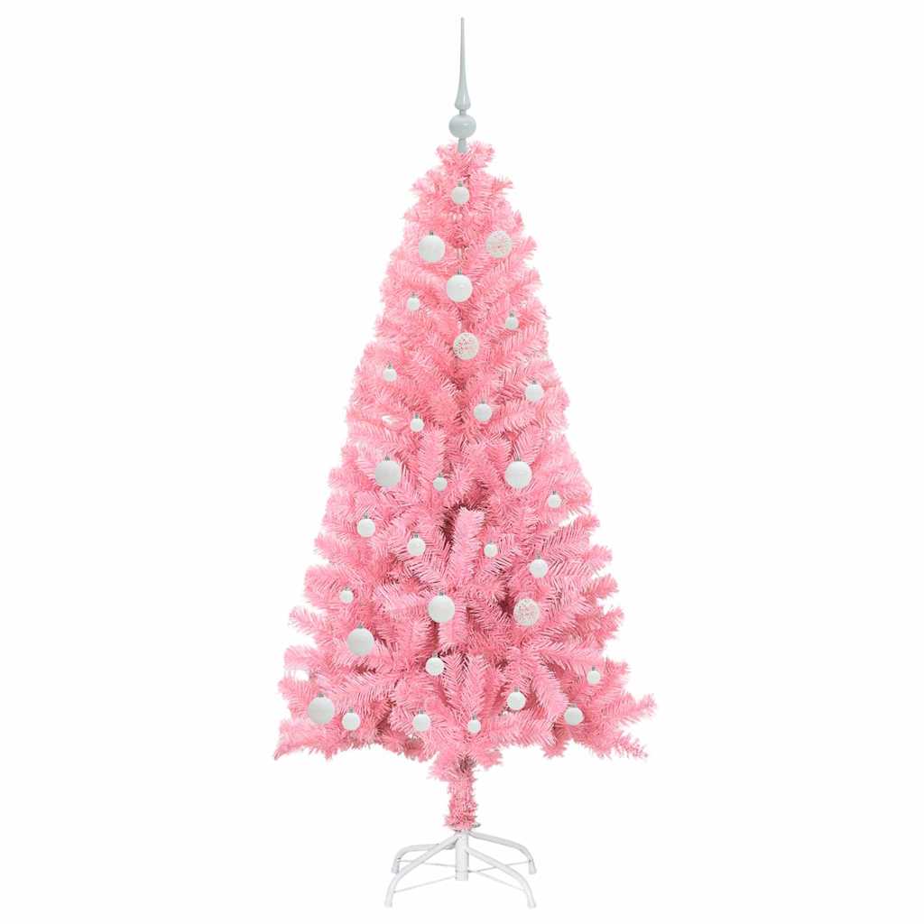 Juletræ med 150 LED'er med stativ Lyserød 150 cm PVC