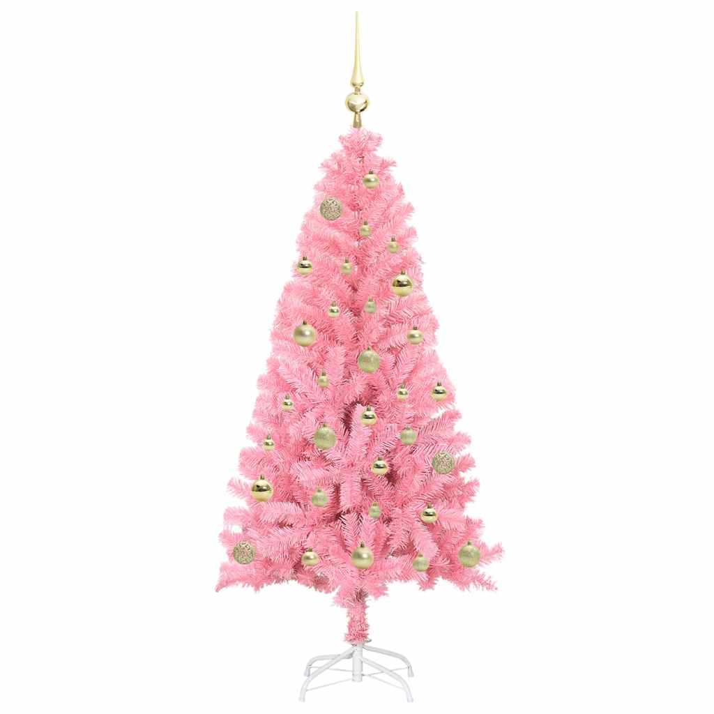 Juletræ med 150 LED'er med stativ Lyserød 150 cm PVC