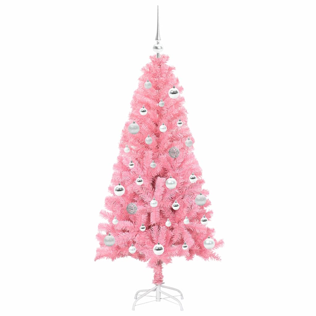 Juletræ med 150 LED'er med stativ Lyserød 150 cm PVC