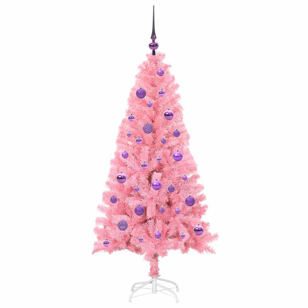 Juletræ med 150 LED'er med stativ Lyserød 150 cm PVC