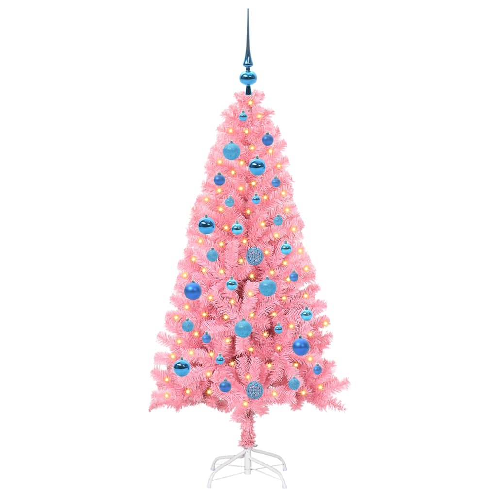 Juletræ med 150 LED'er med stativ Lyserød 150 cm PVC