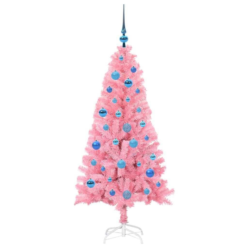 Juletræ med 150 LED'er med stativ Lyserød 150 cm PVC