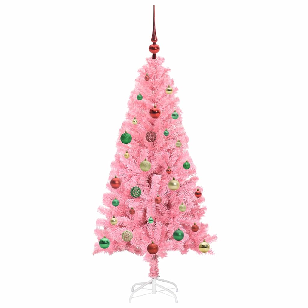 Juletræ med 150 LED'er med stativ Lyserød 150 cm PVC