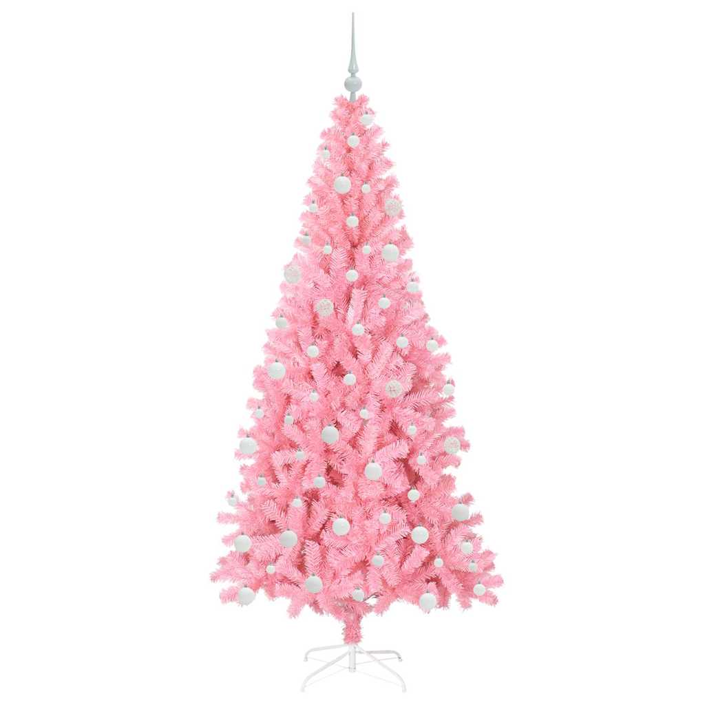Juletræ med 300 LED'er med stativ Lyserød 180 cm PVC