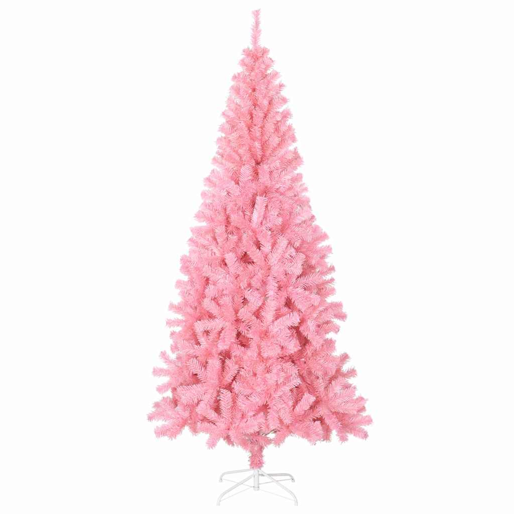 Juletræ med 300 LED'er med stativ Lyserød 180 cm PVC