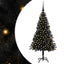 Juletræ med 150 LED'er med stativ Sort 120 cm PVC