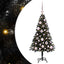Juletræ med 150 LED'er med stativ Sort 120 cm PVC