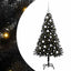 Juletræ med 150 LED'er med stativ Sort 120 cm PVC