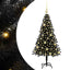 Juletræ med 150 LED'er med stativ Sort 120 cm PVC