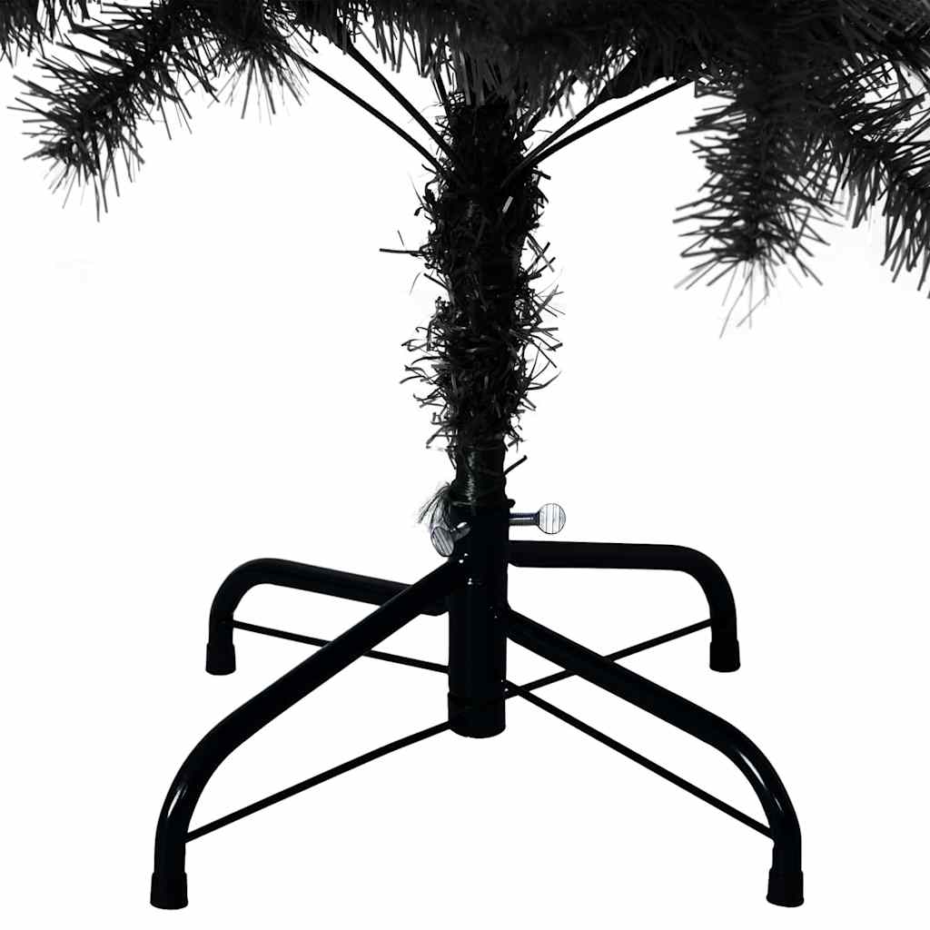 Juletræ med 150 LED'er med stativ Sort 150 cm PVC