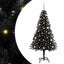 Juletræ med 150 LED'er med stativ Sort 150 cm PVC