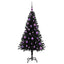 Juletræ med 150 LED'er med stativ Sort 150 cm PVC