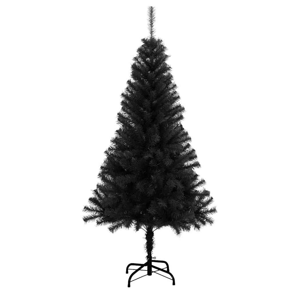 Juletræ med 150 LED'er med stativ Sort 150 cm PVC