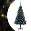 Juletræ med 150 LED'er med stativ Sort 150 cm PVC