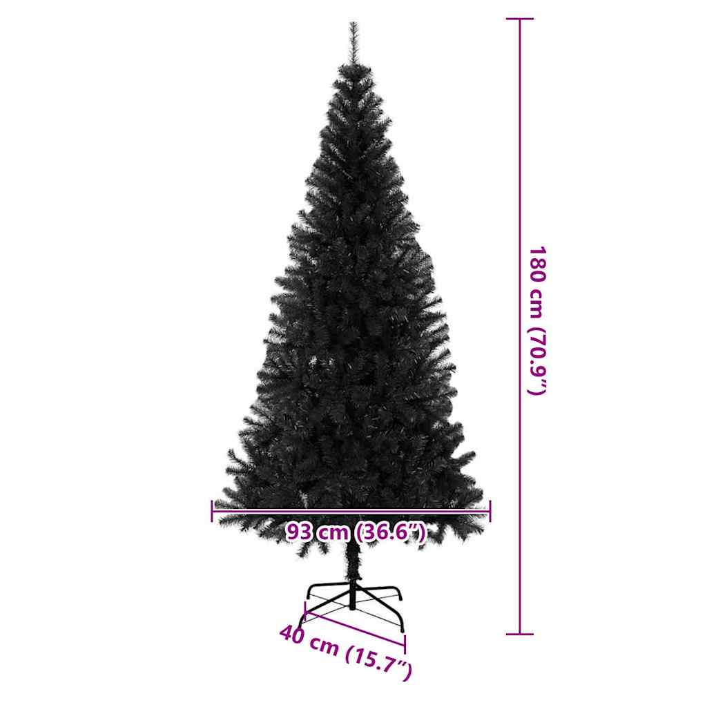 Juletræ med 300 LED'er med stativ Sort 180 cm PVC
