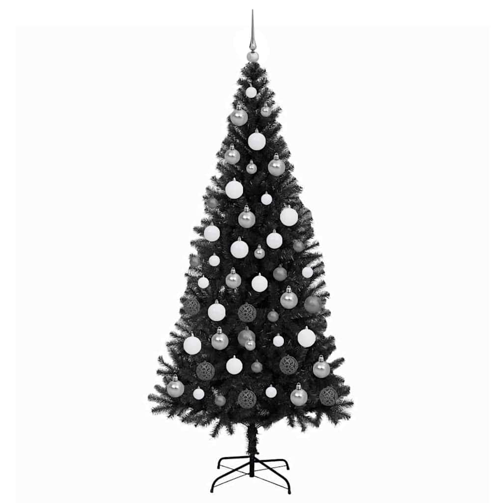 Juletræ med 300 LED'er med stativ Sort 180 cm PVC