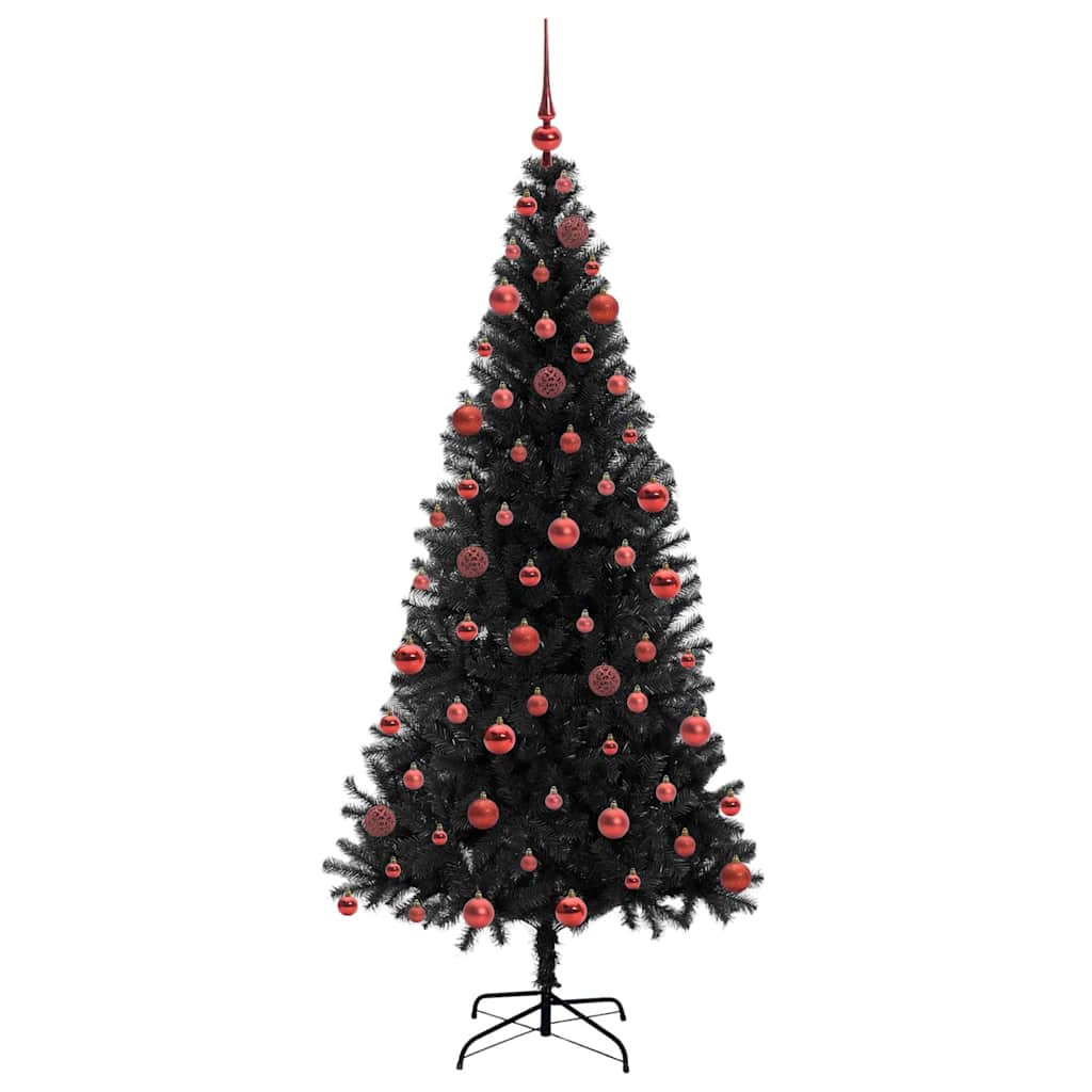 Juletræ med 300 LED'er med stativ Sort 180 cm PVC