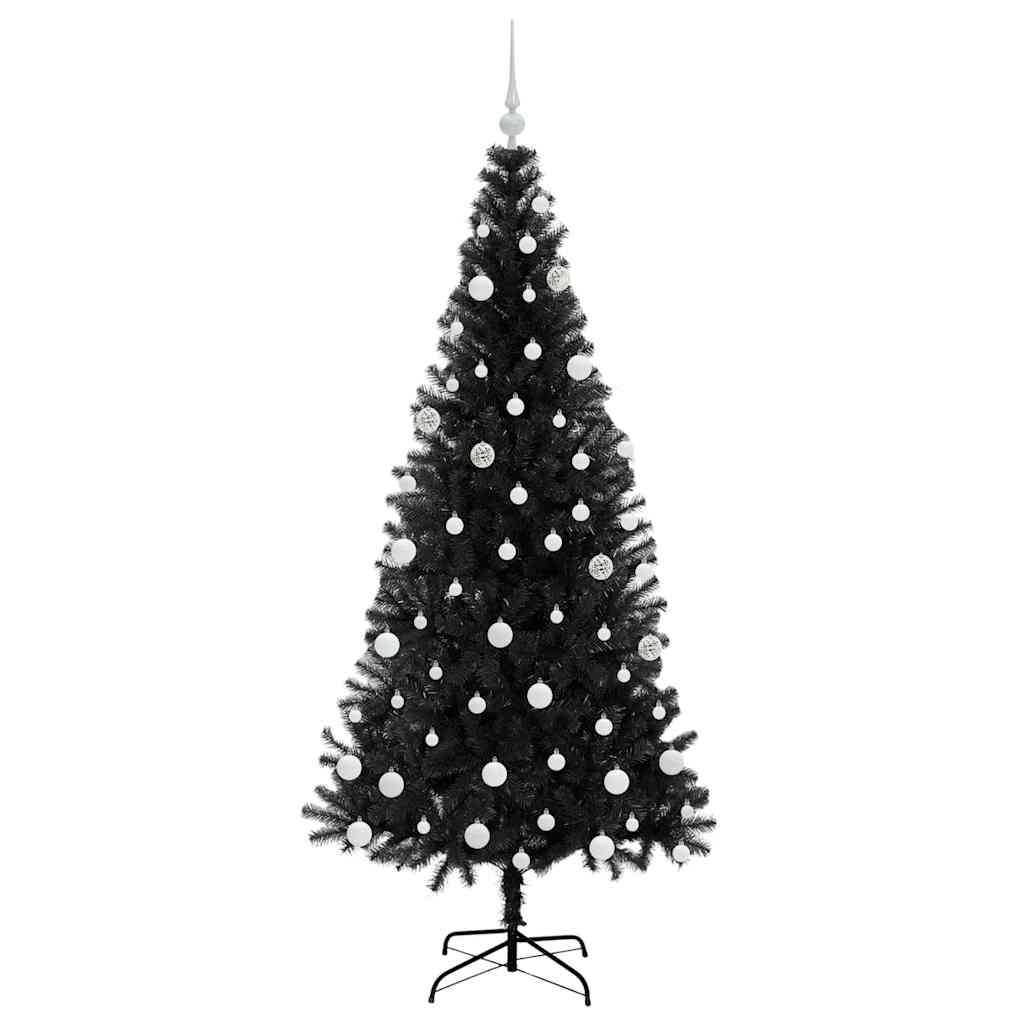 Juletræ med 300 LED'er med stativ Sort 180 cm PVC