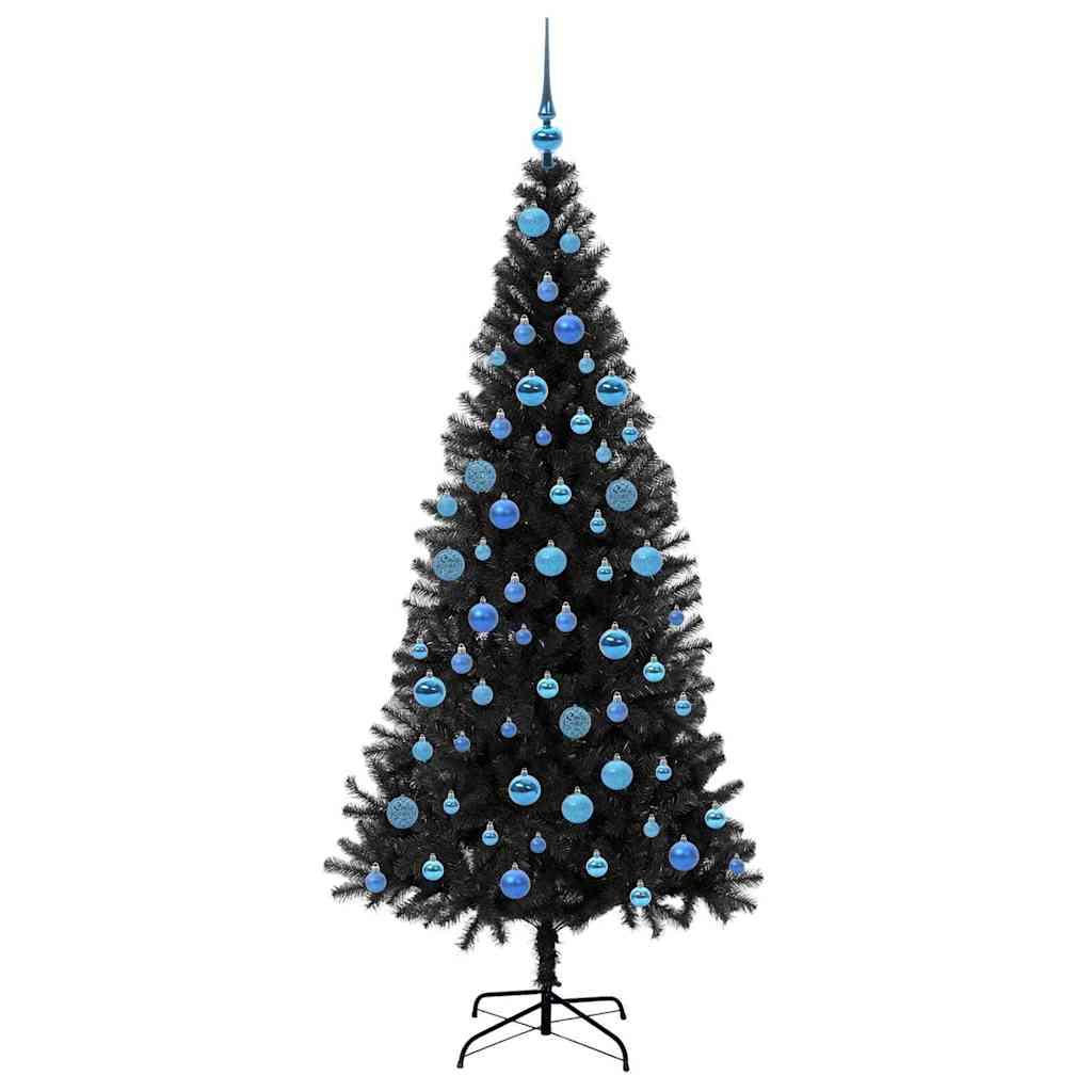 Juletræ med 300 LED'er med stativ Sort 180 cm PVC