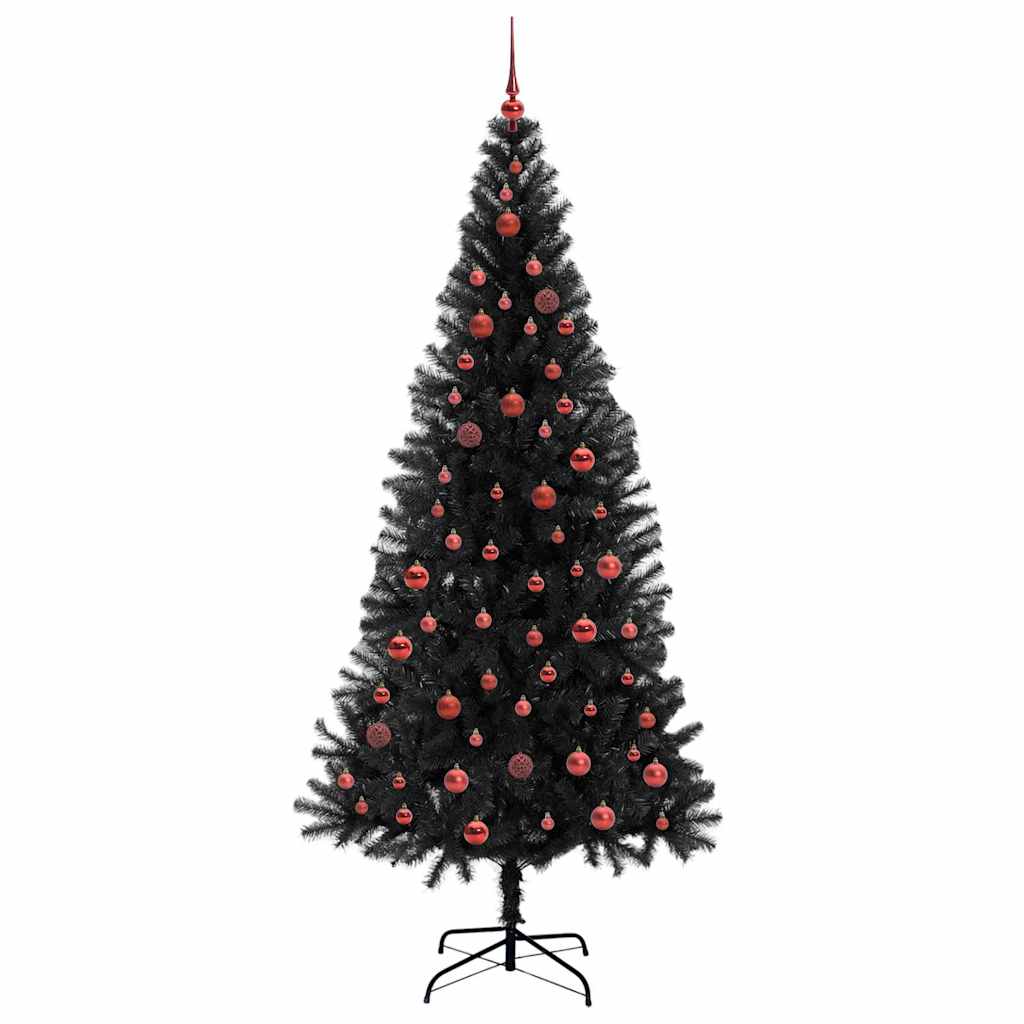 Juletræ med 300 LED'er med stativ Sort 210 cm PVC