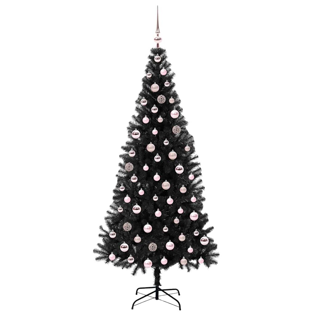 Juletræ med 300 LED'er med stativ Sort 210 cm PVC