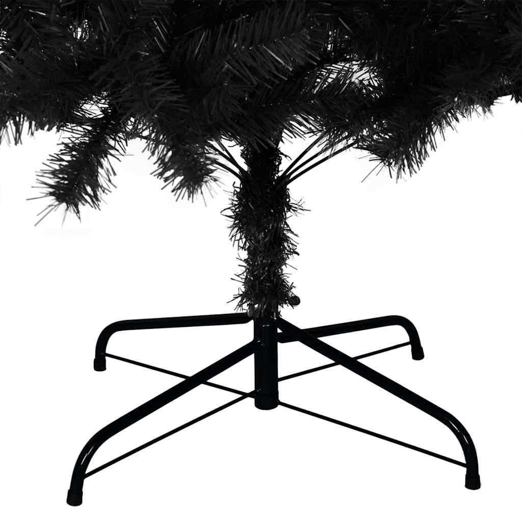 Juletræ med 300 LED'er med stativ Sort 210 cm PVC