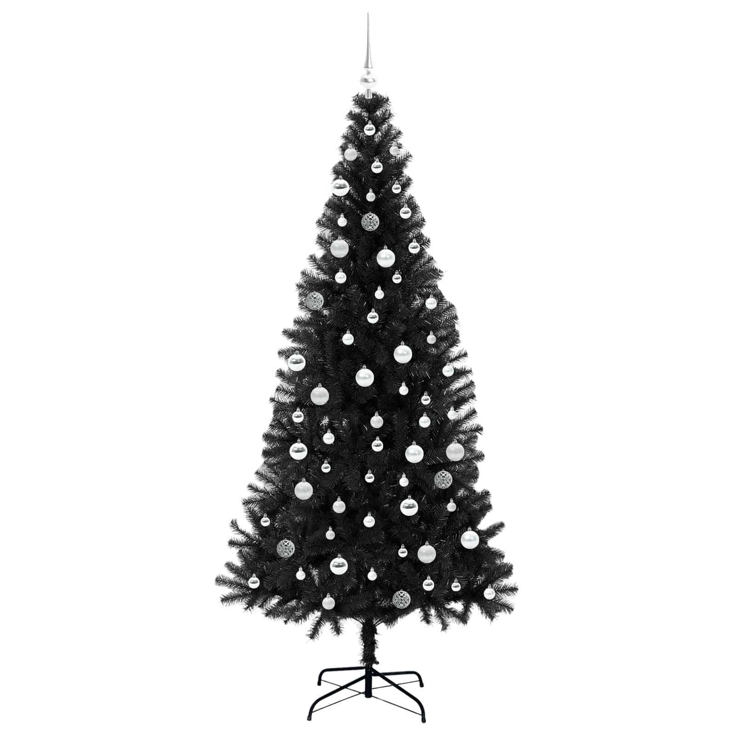 Juletræ med 300 LED'er med stativ Sort 210 cm PVC