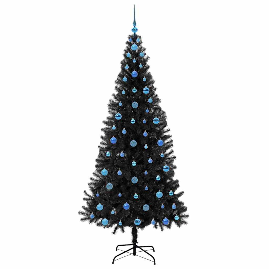 Juletræ med 300 LED'er med stativ Sort 210 cm PVC