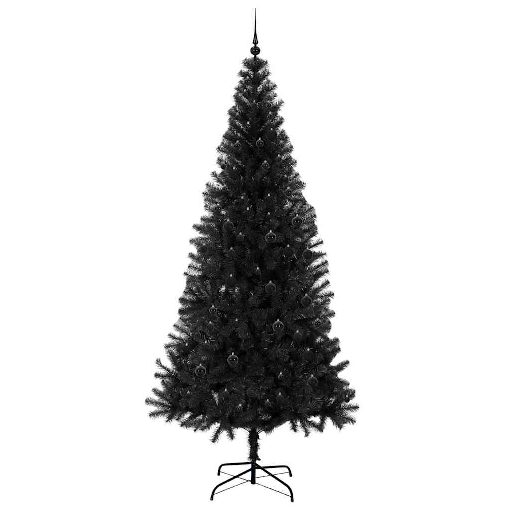 Juletræ med 300 LED'er med stativ Sort 240 cm PVC