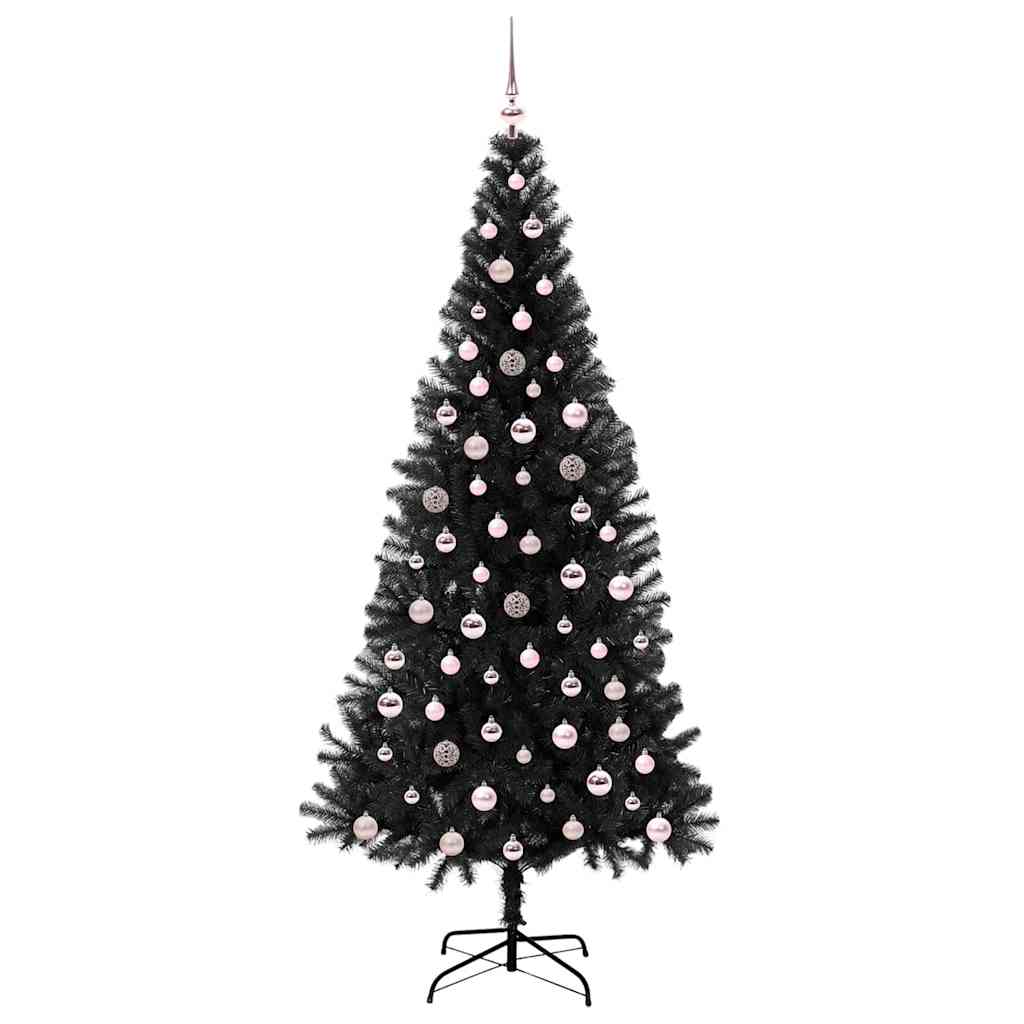 Juletræ med 300 LED'er med stativ Sort 240 cm PVC